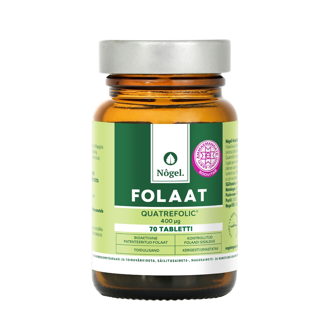 Nõgel Folaat, Quatrefolic®, 400 μg, 70 tabletti