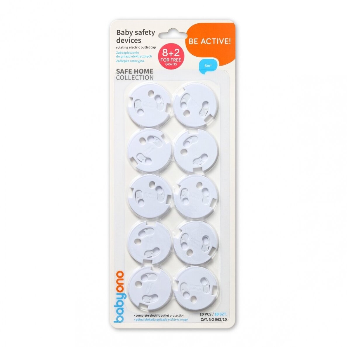 BabyOno elektripistikute turvakate pöörleva katte süsteemiga, 10 tk
