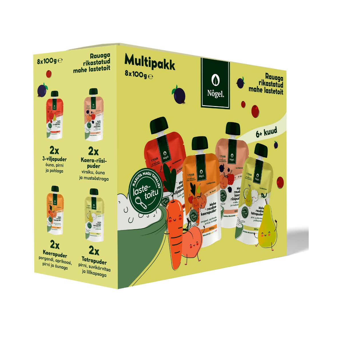 Nõgel multipakk: 4 erinevat rauaga rikastatud putru x 2 tuubi, 800 g