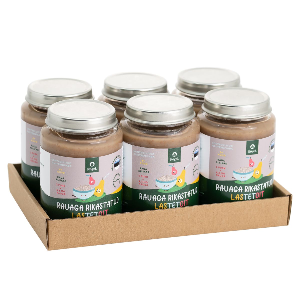 Nõgel 6 PAKK: mahe raudne tatrapuder pirniga, 190 g x 6