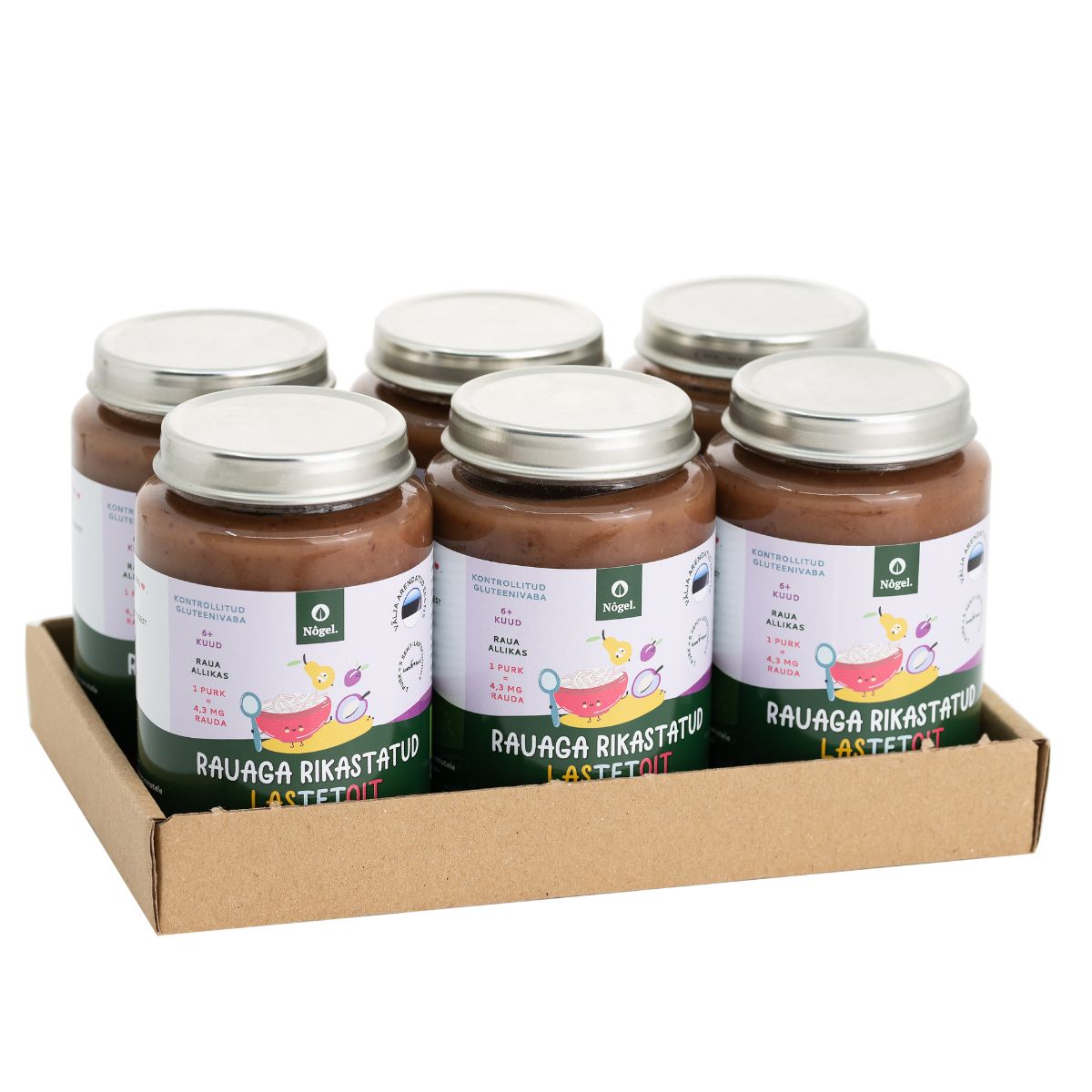 Nõgel 6 PAKK mahe raudne riisipuder ploomi ja pirniga, 190 g x 6