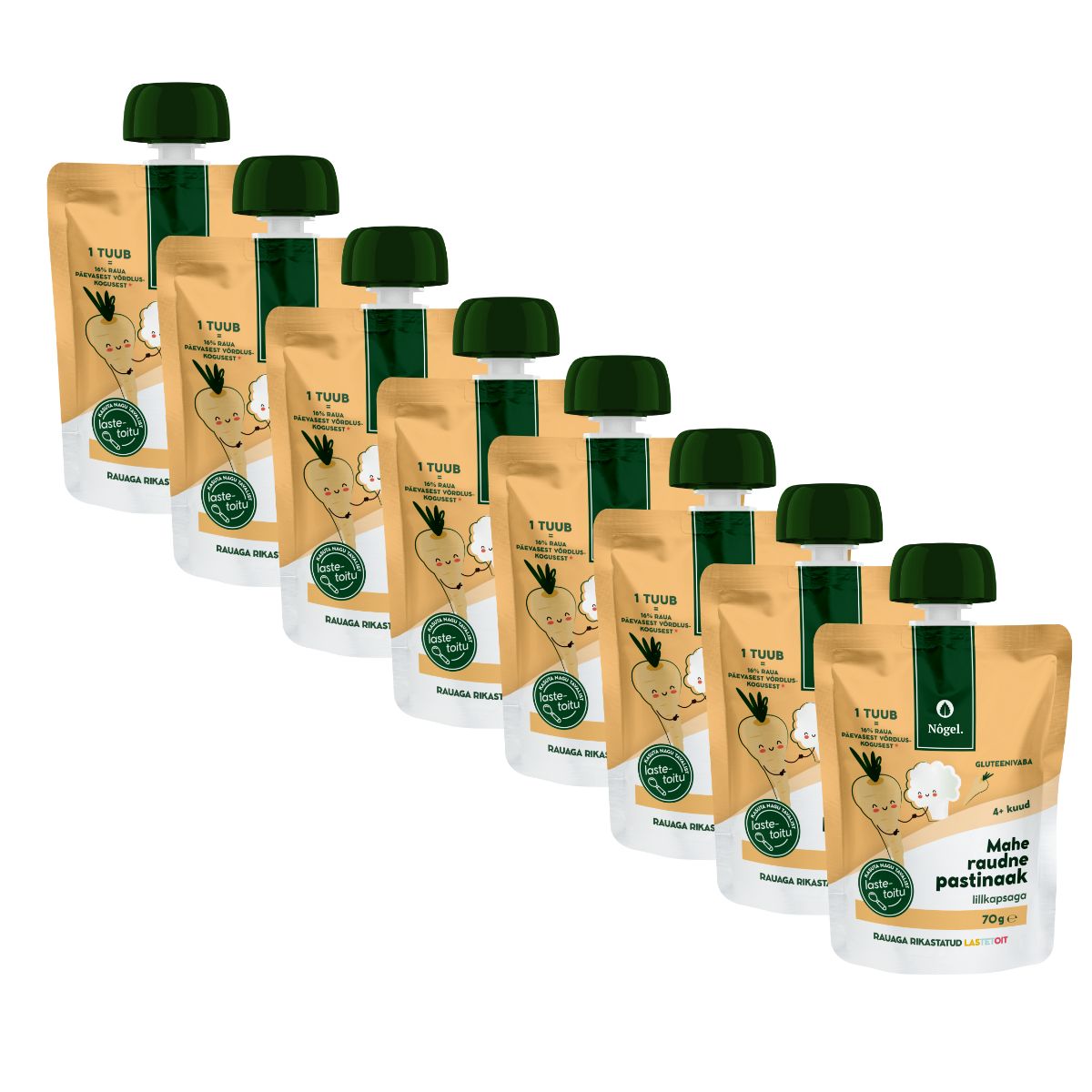 Nõgel 8 PAKK: mahe raudne pastinaak lillkapsaga, 70 g x 8