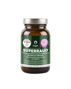 Nõgel Superraud acerolos vyšnia 60 mg, 70 tablečių, 49 g